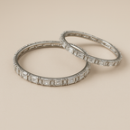 American Diamond Bangles for Women | Anti-Tarnish Silver Bangles Set of 2 | AD Stone Bangle Pair