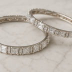 American Diamond Bangles for Women | Anti-Tarnish Silver Bangles Set of 2 | AD Stone Bangle Pair