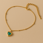 Serpent Hand Chain Bracelet for Women | Gold Plated Snake Jewelry with Green Stone | Adjustable Panja Bracelet