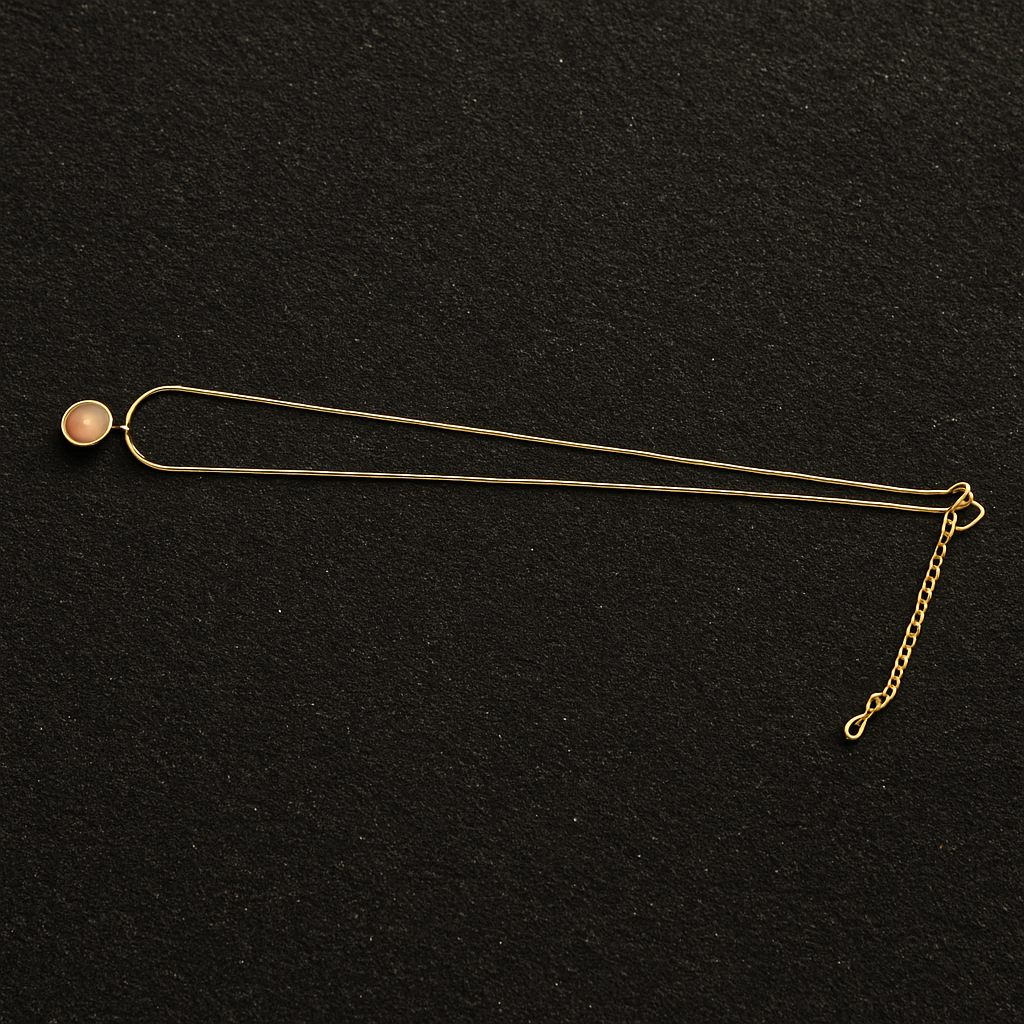 Delicate Bangle Bracelet for Women | Gold Wire Cuff with Rose Quartz Stone | Adjustable Minimalist Jewellery