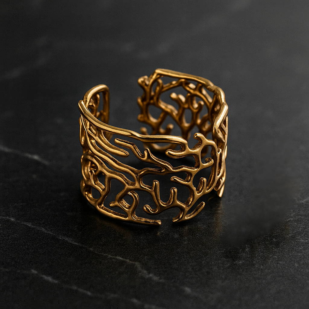 Adjustable Branch Ring for Women | Gold Plated Nature Ring | Bohemian Tree Design Jewelry